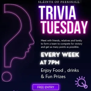 Flier for Slainte Trivia Tuesday